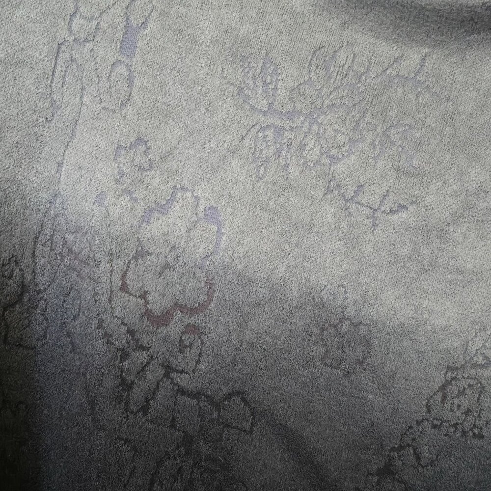 Sugar Ombre Gray Floral Poncho One Size Black Pom Pom Trim Flowy Brushed Cotton - Picture 4 of 9